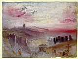 View over Town at Suset a Cemetery in the Foreground by Joseph Mallord William Turner